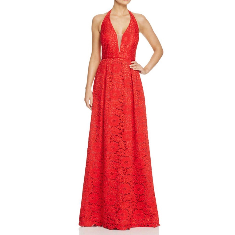 Red Lace Halter Gown ❤️ Worn ONCE! Perfect formal event dress! Size 10